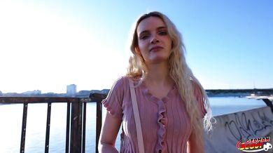 GERMAN SCOUT - Skinny German Teen Amber Kawaii get leg shaking Orgasm at Casting Sex