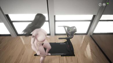 Hermosa waifu Ejercitandose Desnuda