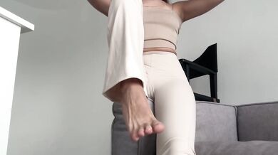 beautiful yoga witn skinny goddess in tight leggings