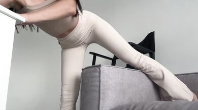 beautiful yoga witn skinny goddess in tight leggings