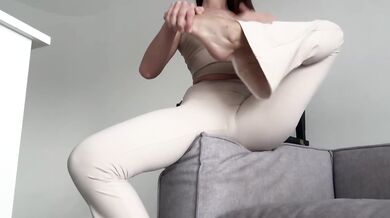 beautiful yoga witn skinny goddess in tight leggings