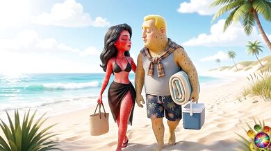 Public Beach Risk Batatudo eats Moranguete’s pussy and ass on the sand Caught at the Beach? Moranguete takes Batatudo’s big energy Vaginal and Anal