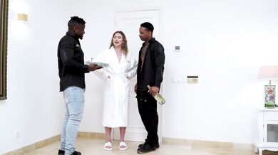 3some sex in a hotel room with 2 random BBC