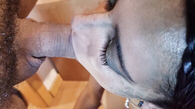 My redheaded stepsister gives me a sloppy blowjob with cum on her face