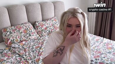 Spying on my stepsister in leggings. Shy cutie wants to fuck.
