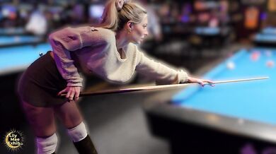 Gorgeous Big-titted Wife Boldly Flashing at the Pool Hall
