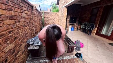 Chubby cunt gets dirty words written on her while fucked on table, creampie