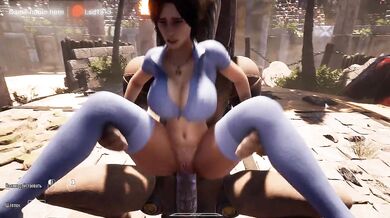 An Ancient Statue Suddenly Awakened and Passionately Took Lara From Behind – 3D Hentai Game
