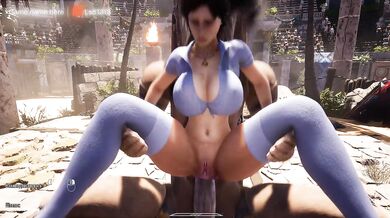An Ancient Statue Suddenly Awakened and Passionately Took Lara From Behind – 3D Hentai Game