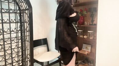 POV: Goth girl misses her daddy so she makes a stripping video for him