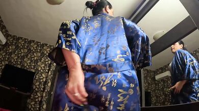 MILLFYCALLA'S SULTRY SATIN ROBE TEASING