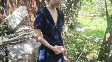 Amateur Russian beautiful Anastasia Mistress outdoor pegging her sub Sasha Earth