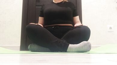 I got very excited while doing yoga. I had to take off my wet panties and my with my fingers.