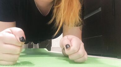 I got very excited while doing yoga. I had to take off my wet panties and my with my fingers.