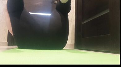 I got very excited while doing yoga. I had to take off my wet panties and my with my fingers.