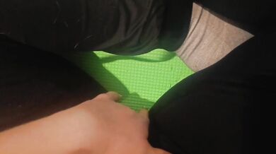 I got very excited while doing yoga. I had to take off my wet panties and my with my fingers.
