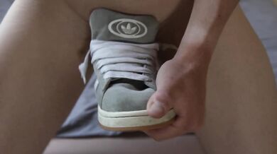 Young man fuck his Adidas Campus sneakers and cum on them | 4K