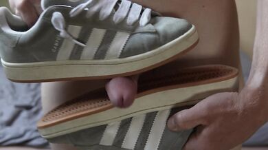 Young man fuck his Adidas Campus sneakers and cum on them | 4K