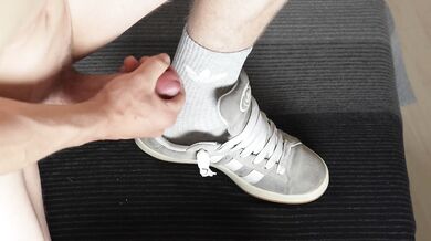 Young man fuck his Adidas Campus sneakers and cum on them | 4K