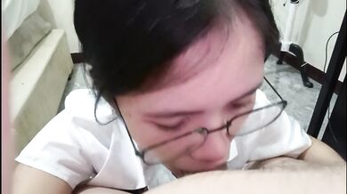Stepsister swallows my cum after coming home from school