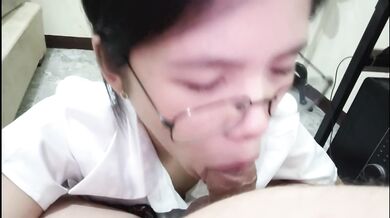 Stepsister swallows my cum after coming home from school