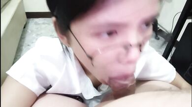 Stepsister swallows my cum after coming home from school