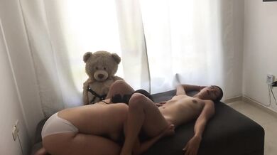 Lesbian couples fuck each other until they orgasm while showing their tits