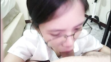Stepsister swallows my cum after coming home from
