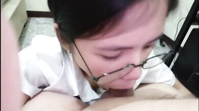 Stepsister swallows my cum after coming home from