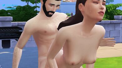 I fuck a voyeur girl and her hot friend at their house after the party