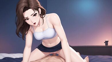 AI Generated - Wet Ponytail Office Lady POV Tit Play Huge Tits Sunset Bedroom