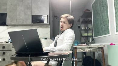 My wife sucked me off in front of the boss while I was on a Skype call! A mouthful of cum and he burned us!