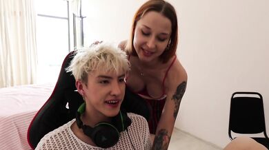 Femboy Lubricated His Hot Busty Stepsister's Pussy With Stepdad's cum