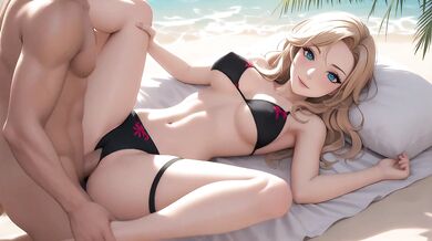 AI Generated - AI Blonde Black Bikini POV Sloppy Blowjob & Creampie Fantasy