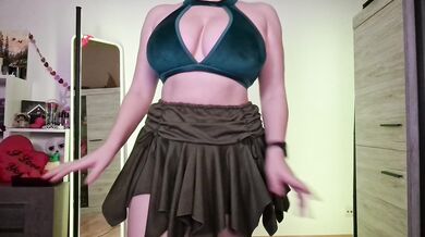 Trying on 3 Cute Mini Skirts - Jungle Green, Pink Bows & Burgundy Straps