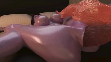 her pussy gets pleasure from the slippery cock of a mutant slug