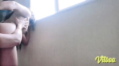 Beautiful Latina having sex on a rainy afternoon with her boyfriend - she has a big ass - look how submissive she is