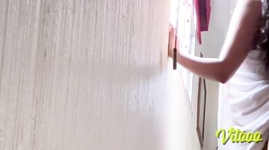 Beautiful Latina having sex on a rainy afternoon with her boyfriend - she has a big ass - look how submissive she is