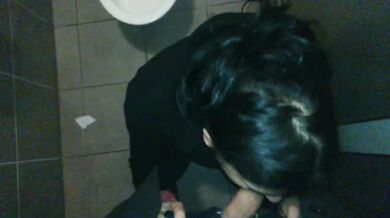 Step mom playing in public toilets