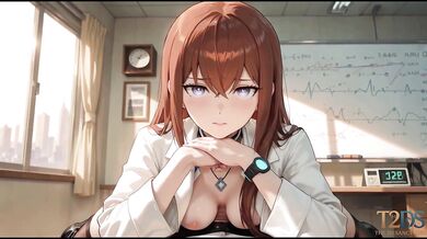 Makise Kurisu plays with her new inventions and gets caught