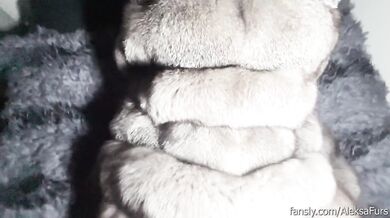 POV! Rough doggystyle in silver fox fur coat!