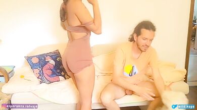 Latin couple has morning sex. She rides him deliciously and he cums on her ass. Wild Hope