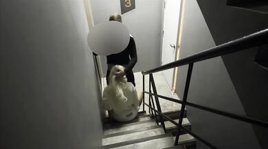 POV : Filmed a student whore and fucked her doggy style on the stairs in the dormitory CUM ON THE ASS