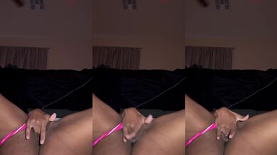 Ebony plays with her wet pussy begging for cum