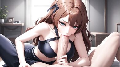 AI Generated - AI Brown Hair Blue Eyes Lingerie POV Sloppy Blowjob & Titfuck Creampie
