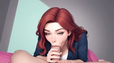 AI Generated - AI Redhead Secretary Pink Pants POV Sloppy Spread Legs Creampie
