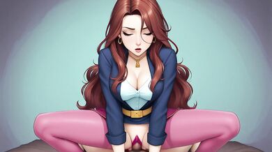 AI Generated - AI Redhead Secretary Pink Pants POV Sloppy Spread Legs Creampie