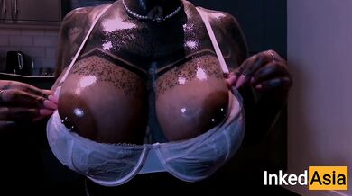 INKED ASIA - OILING MASSIVE NATURAL PORN TITS