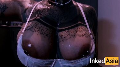 INKED ASIA - OILING MASSIVE NATURAL PORN TITS