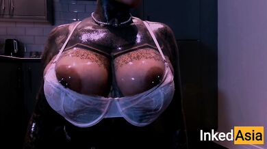INKED ASIA - OILING MASSIVE NATURAL PORN TITS